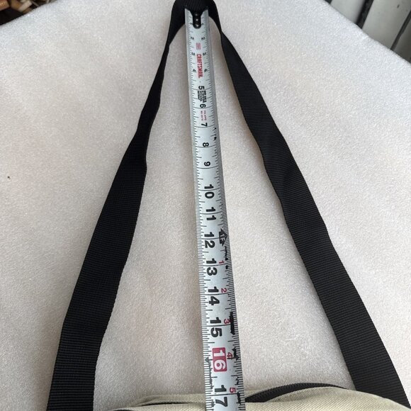 Calvin Klein Beige Canvas Crossbody Bag With Black Strap & Zipper - Picture 12 of 12